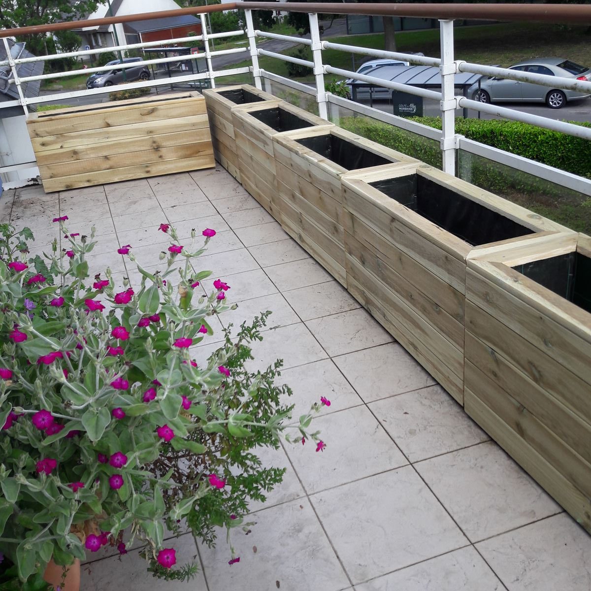 Jardinière - balconnière rectangulaire 90x35x50 80L en bois.