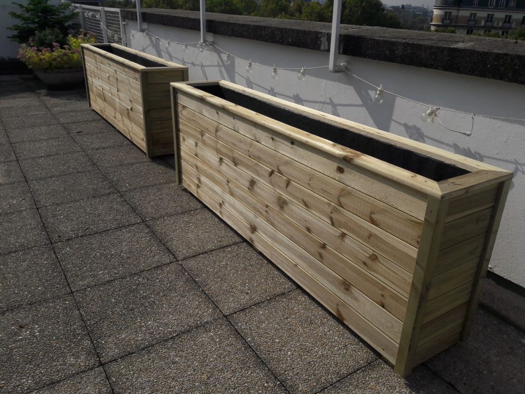 Jardinière haute 240x40x70 380L compact XXL en bois certifié FSC