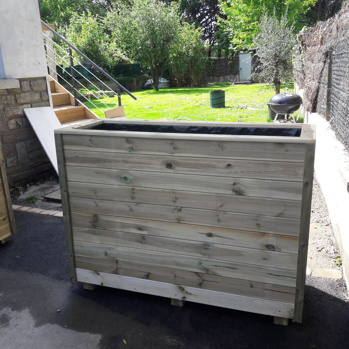 Jardinière haute 120x50x100 400L compact en bois certifié FSC