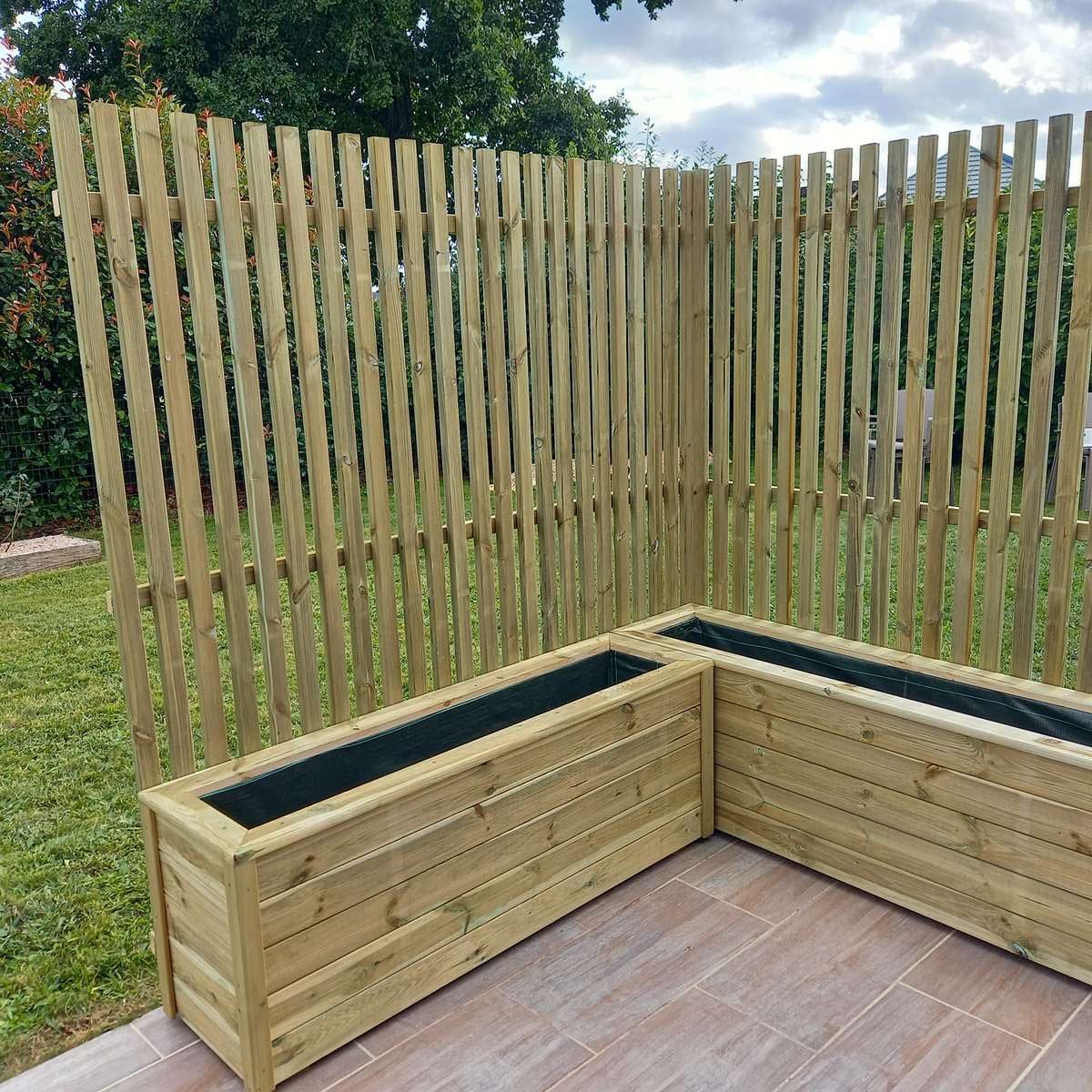 Jardinière pare vue 150x35x50 160L compact en bois certifié FSC