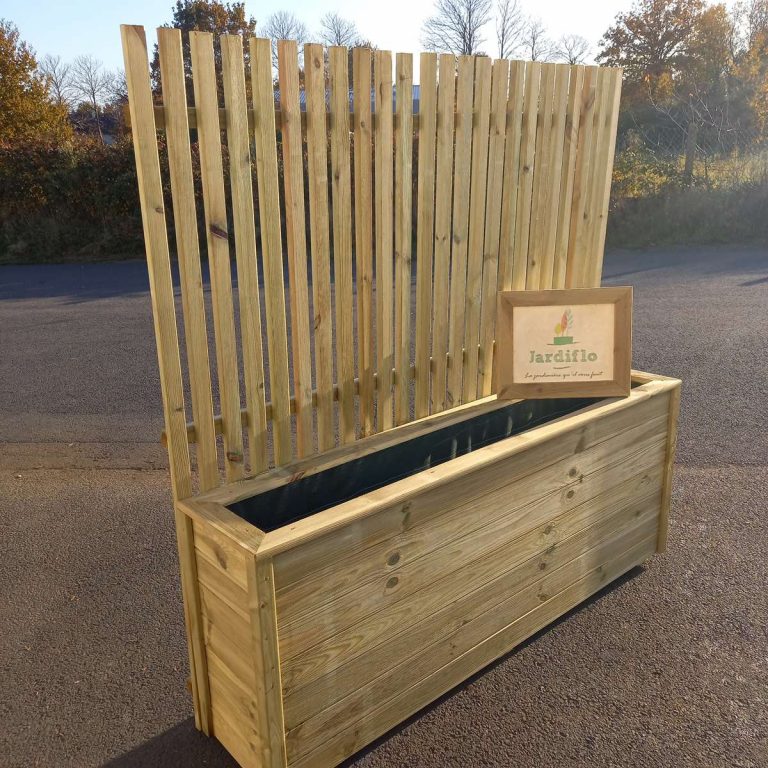 Jardinière Avec Treillis En Bois Massif - 58x35x101 Cm, Bac De Plantation Et Support Pour Plantes Grimpantes