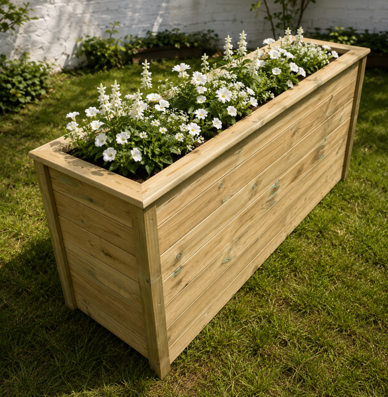 Jardinière haute en bois 180x35x70