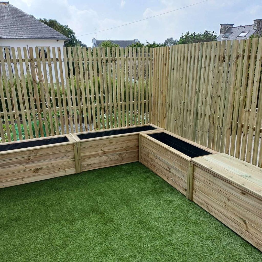 jardinière sur pied en bois brise-vue